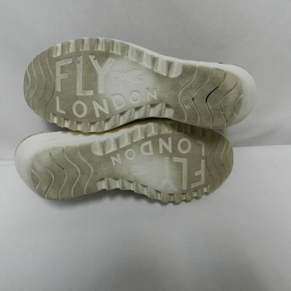 Fly London Yuke Leather Wedge Gladiator strappy sandals heels silver Size 38  8